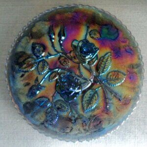 Carnival Imperial glass Amethyst Rose plate